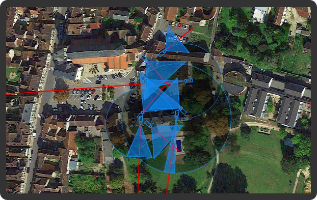 Etude implantation vue Google Earth caméras vidéosurveillance Paris / Yonnne